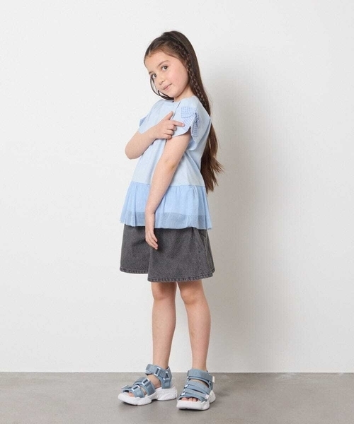 a.v.v（アーヴェヴェ）の「[140-150]【接触冷感】デニムタックキュロット（デニムパンツ・キッズ・ダークインディゴブルー/チャコールグレー・150/140）」の22枚目の写真