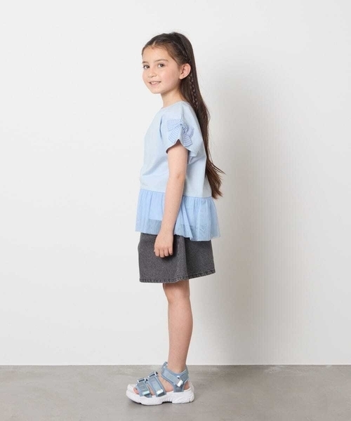 a.v.v（アーヴェヴェ）の「[140-150]【接触冷感】デニムタックキュロット（デニムパンツ・キッズ・ダークインディゴブルー/チャコールグレー・150/140）」の19枚目の写真