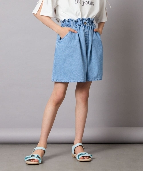a.v.v（アーヴェヴェ）の「[140-150]【接触冷感】デニムタックキュロット（デニムパンツ・キッズ・ダークインディゴブルー/チャコールグレー・150/140）」の16枚目の写真
