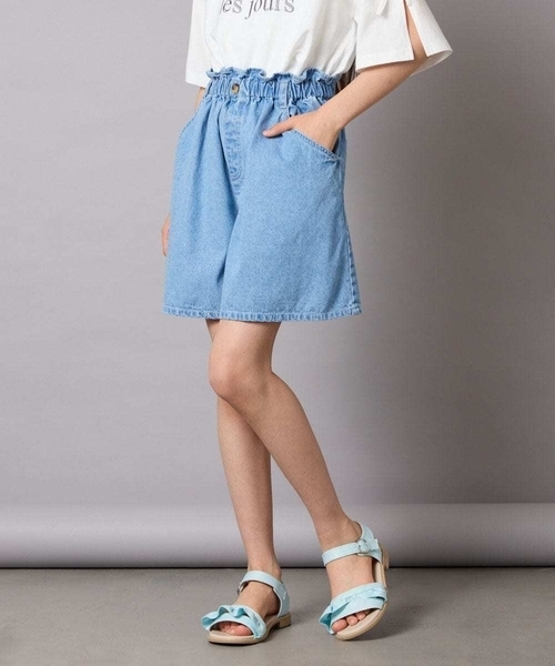 a.v.v（アーヴェヴェ）の「[140-150]【接触冷感】デニムタックキュロット（デニムパンツ・キッズ・ダークインディゴブルー/チャコールグレー・150/140）」の15枚目の写真