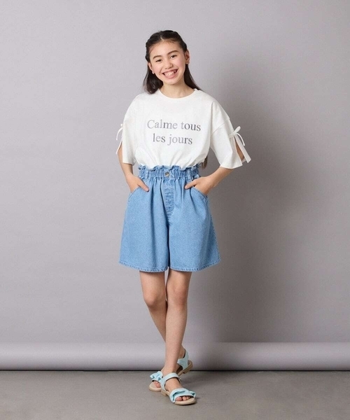a.v.v（アーヴェヴェ）の「[140-150]【接触冷感】デニムタックキュロット（デニムパンツ・キッズ・ダークインディゴブルー/チャコールグレー・150/140）」の14枚目の写真