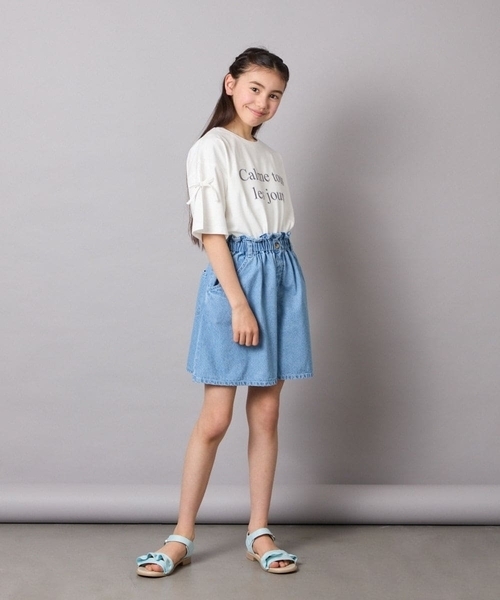 a.v.v（アーヴェヴェ）の「[140-150]【接触冷感】デニムタックキュロット（デニムパンツ・キッズ・ダークインディゴブルー/チャコールグレー・150/140）」の13枚目の写真