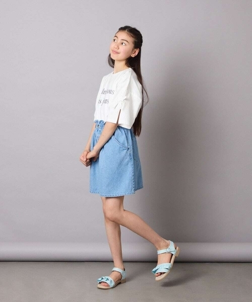 a.v.v（アーヴェヴェ）の「[140-150]【接触冷感】デニムタックキュロット（デニムパンツ・キッズ・ダークインディゴブルー/チャコールグレー・150/140）」の12枚目の写真