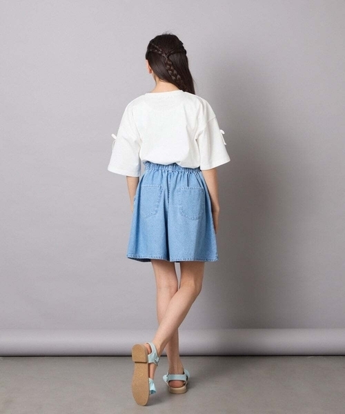 a.v.v（アーヴェヴェ）の「[140-150]【接触冷感】デニムタックキュロット（デニムパンツ・キッズ・ダークインディゴブルー/チャコールグレー・150/140）」の11枚目の写真