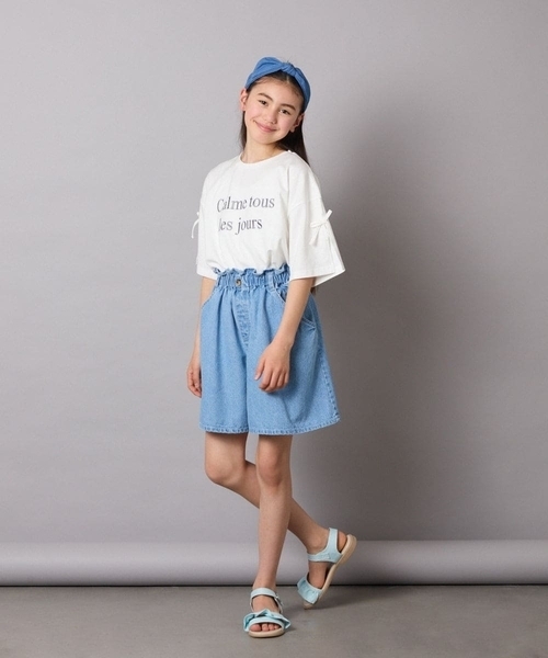 a.v.v（アーヴェヴェ）の「[140-150]【接触冷感】デニムタックキュロット（デニムパンツ・キッズ・ダークインディゴブルー/チャコールグレー・150/140）」の10枚目の写真