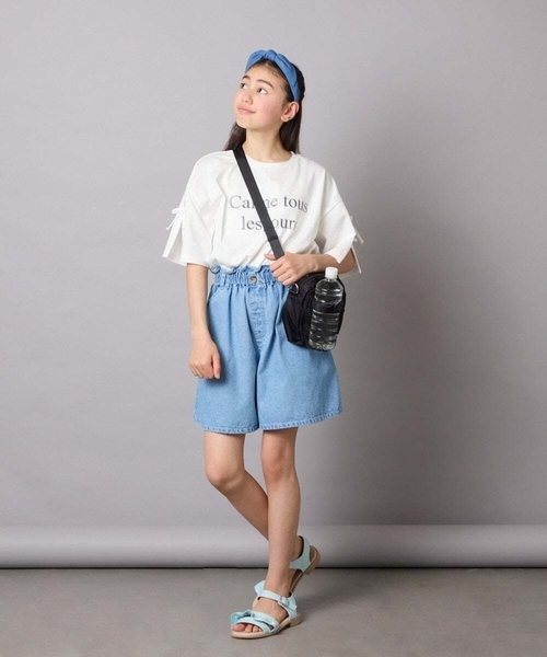 a.v.v（アーヴェヴェ）の「[140-150]【接触冷感】デニムタックキュロット（デニムパンツ・キッズ・ダークインディゴブルー/チャコールグレー・150/140）」の7枚目の写真