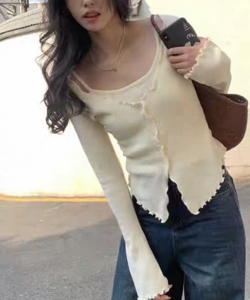 Sibra（シブラ）の「カップ付き2点セットカーデ＆キャミ（Tシャツ/カットソー・レディース・アイボリー/ブラック/ピンク/グレー/ブルー・M）」の6枚目の写真