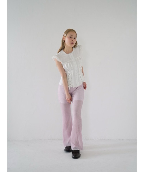 Uenui（ウニュイ）の「sheer pleats pants（その他パンツ・レディース・ブラック/アイボリー/ピンク/ブルー・FREE）」の5枚目の写真