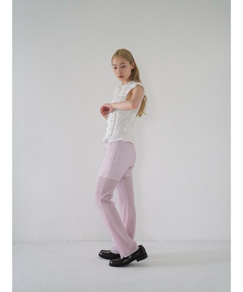 Uenui（ウニュイ）の「sheer pleats pants（その他パンツ・レディース・ブラック/アイボリー/ピンク/ブルー・FREE）」の6枚目の写真