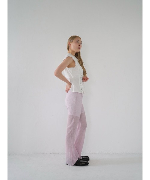 Uenui（ウニュイ）の「sheer pleats pants（その他パンツ・レディース・ブラック/アイボリー/ピンク/ブルー・FREE）」の7枚目の写真