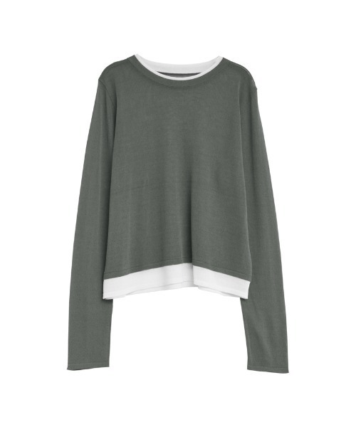 Re:EDIT（リエディ）の「[接触冷感]シアーニットレイヤード風トップス（Tシャツ/カットソー・レディース・ブラウン/ピンク/ブルー/チャコールグレー/ブラック・MEDIUM/LARGE）」の11枚目の写真