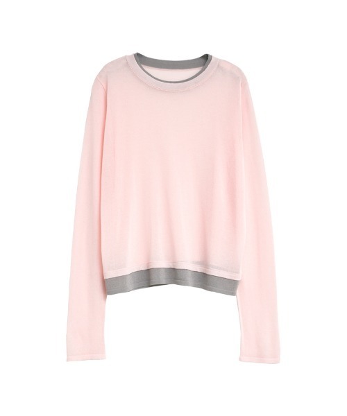 Re:EDIT（リエディ）の「[接触冷感]シアーニットレイヤード風トップス（Tシャツ/カットソー・レディース・ブラウン/ピンク/ブルー/チャコールグレー/ブラック・MEDIUM/LARGE）」の10枚目の写真