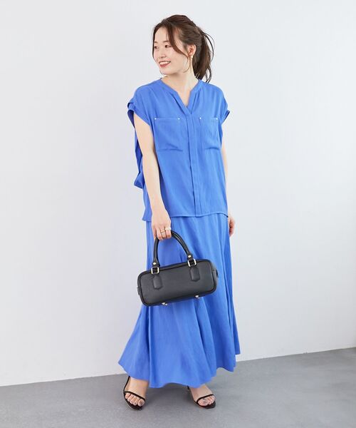 le.coeur blanc（ルクールブラン）の「《手洗い可能》リネンライクフロントポケットシャツ（シャツ/ブラウス・レディース・ダークグレー/ブルー/パープル・38）」の22枚目の写真