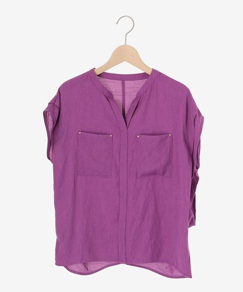 le.coeur blanc（ルクールブラン）の「《手洗い可能》リネンライクフロントポケットシャツ（シャツ/ブラウス・レディース・ダークグレー/ブルー/パープル・38）」の20枚目の写真