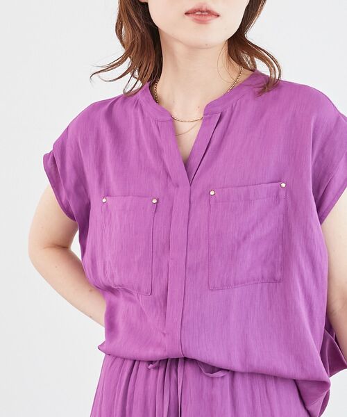 le.coeur blanc（ルクールブラン）の「《手洗い可能》リネンライクフロントポケットシャツ（シャツ/ブラウス・レディース・ダークグレー/ブルー/パープル・38）」の19枚目の写真