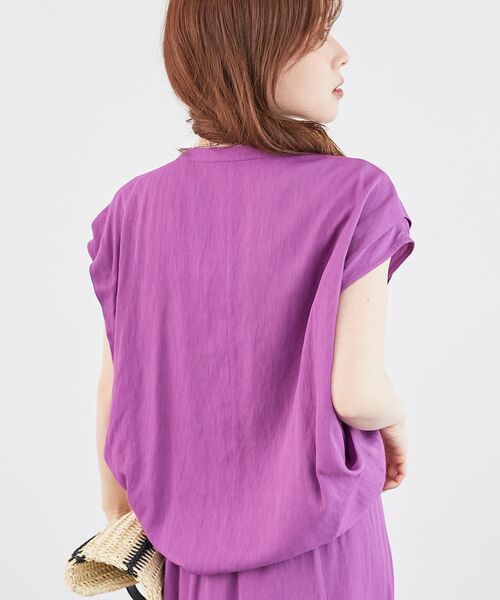 le.coeur blanc（ルクールブラン）の「《手洗い可能》リネンライクフロントポケットシャツ（シャツ/ブラウス・レディース・ダークグレー/ブルー/パープル・38）」の17枚目の写真