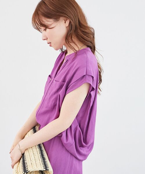 le.coeur blanc（ルクールブラン）の「《手洗い可能》リネンライクフロントポケットシャツ（シャツ/ブラウス・レディース・ダークグレー/ブルー/パープル・38）」の16枚目の写真