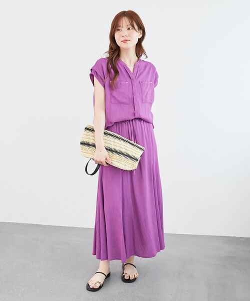 le.coeur blanc（ルクールブラン）の「《手洗い可能》リネンライクフロントポケットシャツ（シャツ/ブラウス・レディース・ダークグレー/ブルー/パープル・38）」の15枚目の写真