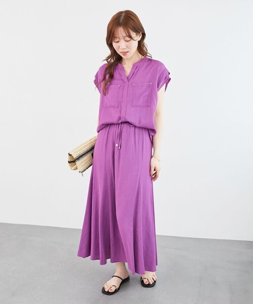 le.coeur blanc（ルクールブラン）の「《手洗い可能》リネンライクフロントポケットシャツ（シャツ/ブラウス・レディース・ダークグレー/ブルー/パープル・38）」の14枚目の写真