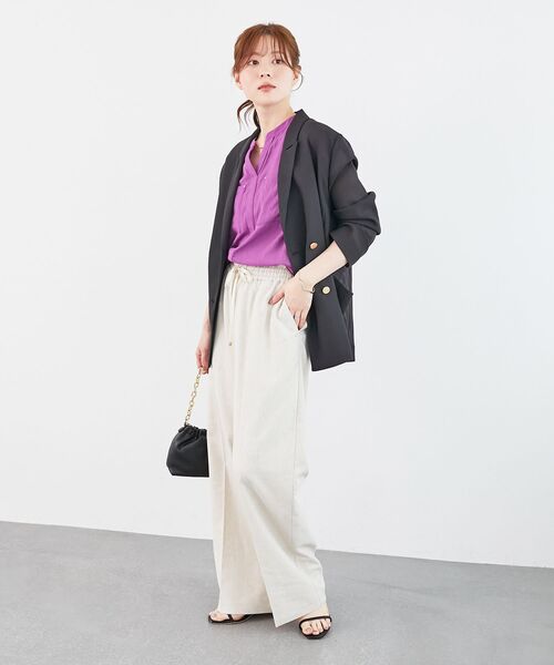 le.coeur blanc（ルクールブラン）の「《手洗い可能》リネンライクフロントポケットシャツ（シャツ/ブラウス・レディース・ダークグレー/ブルー/パープル・38）」の6枚目の写真