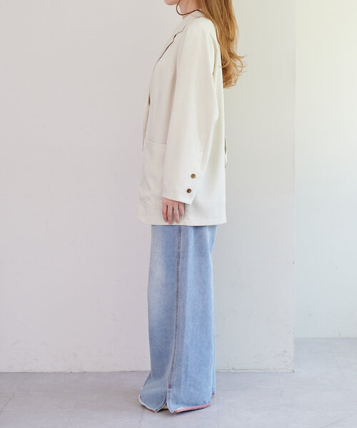 Kastane(カスタネ)の「【5色展開/裏地なし】バックスリットジャケット(テーラードジャケット・レディース・グレー/ブラウン/ブラック/アイボリー/ネイビー/ピンク・FREE)」の16枚目の写真