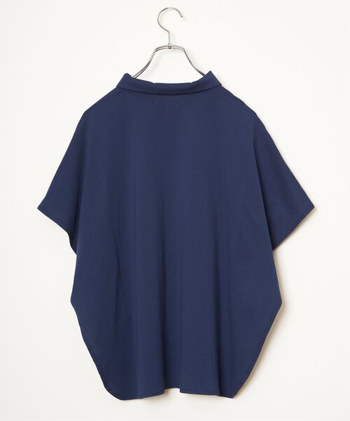 LBC（エルビーシー）の「【体系カバー＆二の腕カバー】シルケット襟付ワンボタンプルオーバー（Tシャツ/カットソー・レディース・ブルー/ブラック/ブラウン系その他/ホワイト/テラコッタ・M）」の7枚目の写真