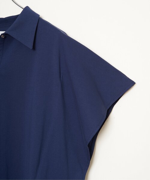 LBC（エルビーシー）の「【体系カバー＆二の腕カバー】シルケット襟付ワンボタンプルオーバー（Tシャツ/カットソー・レディース・ブルー/ブラック/ブラウン系その他/ホワイト/テラコッタ・M）」の8枚目の写真