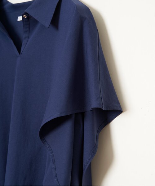 LBC（エルビーシー）の「【体系カバー＆二の腕カバー】シルケット襟付ワンボタンプルオーバー（Tシャツ/カットソー・レディース・ブルー/ブラック/ブラウン系その他/ホワイト/テラコッタ・M）」の9枚目の写真