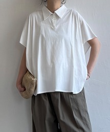 LBC | 【体系カバー＆二の腕カバー】シルケット襟付ワンボタンプルオーバー(Tシャツ/カットソー)