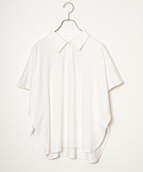 LBC（エルビーシー）の「【体系カバー＆二の腕カバー】シルケット襟付ワンボタンプルオーバー（Tシャツ/カットソー・レディース・ブルー/ブラック/ブラウン系その他/ホワイト/テラコッタ・M）」の16枚目の写真