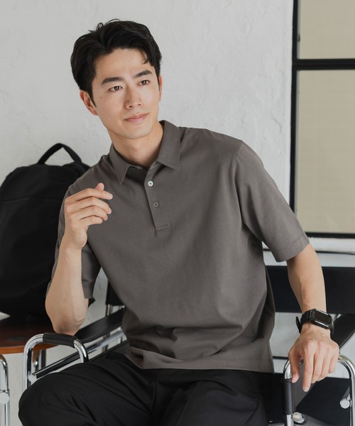 GLOBAL WORK(グローバルワーク)の「汗染み軽減クリーンポロ/288090(ポロシャツ・メンズ・ネイビー/チャコール・X-LARGE/LARGE/MEDIUM/SMALL)」の1枚目の写真