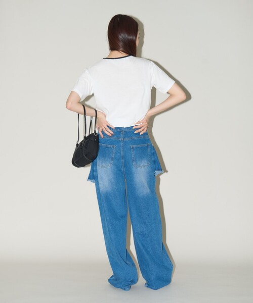 PUBLUX(パブリュクス)の「PUBLUX/パブリュクス リボン リンガーTシャツ 限定展開(Tシャツ/カットソー・レディース・オフホワイト/ブラック/グレー・フリ-)」の9枚目の写真