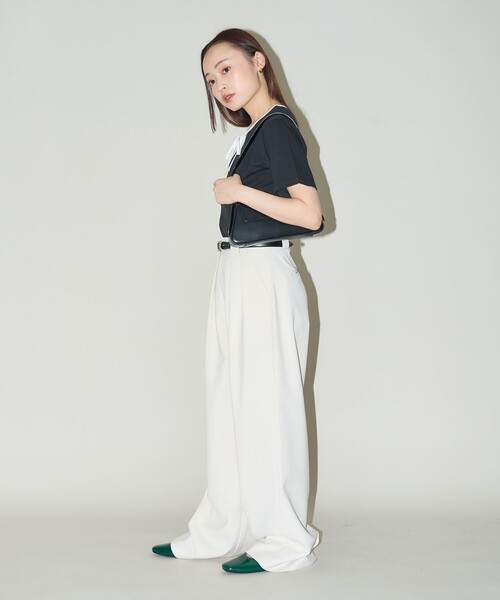 PUBLUX(パブリュクス)の「PUBLUX/パブリュクス リボン リンガーTシャツ 限定展開(Tシャツ/カットソー・レディース・オフホワイト/ブラック/グレー・フリ-)」の18枚目の写真