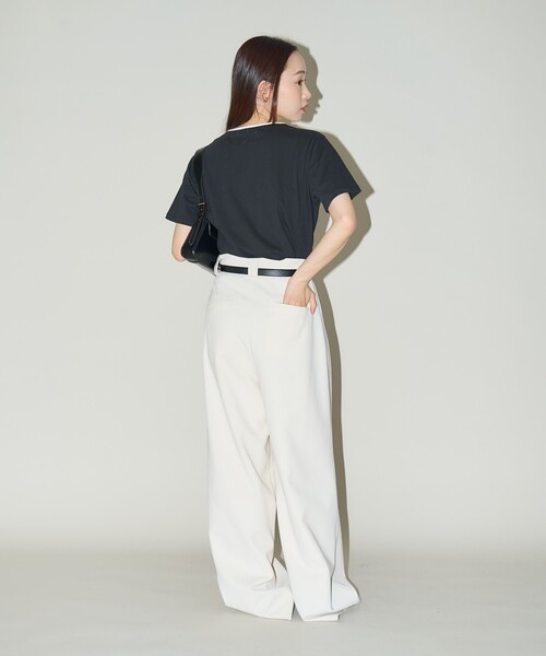 PUBLUX(パブリュクス)の「PUBLUX/パブリュクス リボン リンガーTシャツ 限定展開(Tシャツ/カットソー・レディース・オフホワイト/ブラック/グレー・フリ-)」の21枚目の写真