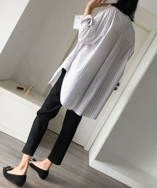 美脚スラックス ウェスト調整可能マタニティテーパードパンツ