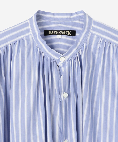 HAVERSACK（ハバーザック）の「HAVERSACK | 〈別注〉ギャザーフレンチスリーブシャツ WOMEN（シャツ/ブラウス・レディース・ブルー・1）」の8枚目の写真