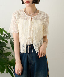 w closet | フラワーメッシュリボンブラウス(シャツ/ブラウス)