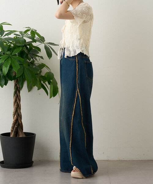 w closet（ダブルクローゼット）の「フラワーメッシュリボンブラウス（シャツ/ブラウス・レディース・アイボリー/ブラック/ブルー系その他/レッド・FREE）」の7枚目の写真