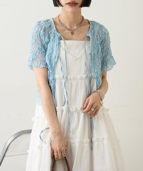 w closet（ダブルクローゼット）の「フラワーメッシュリボンブラウス（シャツ/ブラウス・レディース・アイボリー/ブラック/ブルー系その他/レッド・FREE）」の21枚目の写真