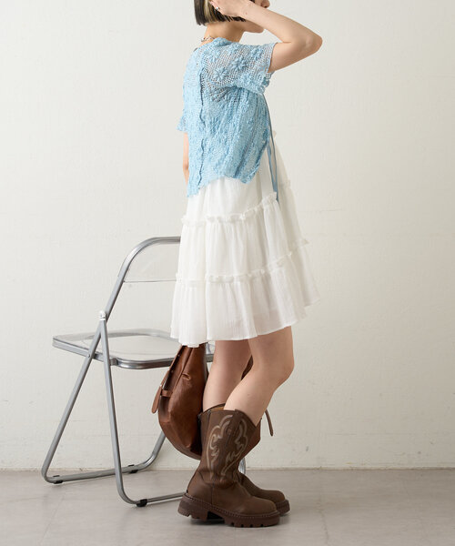 w closet（ダブルクローゼット）の「フラワーメッシュリボンブラウス（シャツ/ブラウス・レディース・アイボリー/ブラック/ブルー系その他/レッド・FREE）」の13枚目の写真