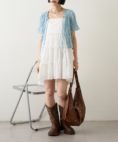 w closet（ダブルクローゼット）の「フラワーメッシュリボンブラウス（シャツ/ブラウス・レディース・アイボリー/ブラック/ブルー系その他/レッド・FREE）」の5枚目の写真