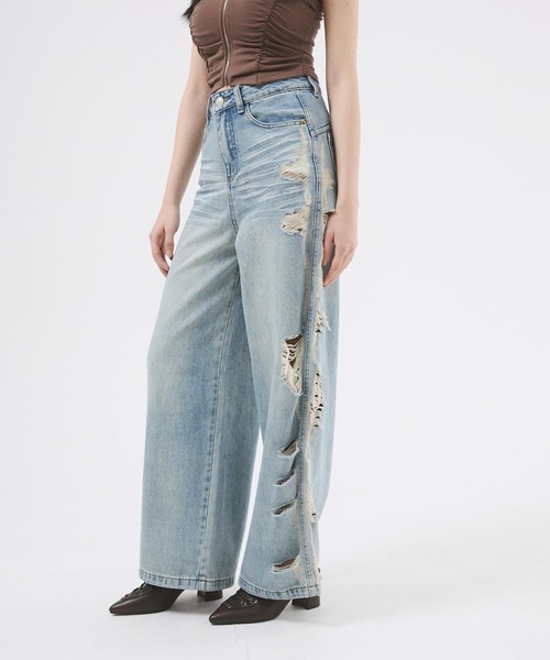 d.i.a ダメージパンツ d.i.a. ダメージデニムスキニーパンツ ラメラメ size25