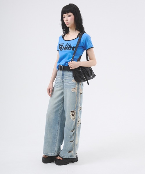 d.i.a.(ダイヤ)の「サイドクラッシュルーズデニムパンツ(デニムパンツ・レディース・ブルー・SMALL/MEDIUM)」の6枚目の写真