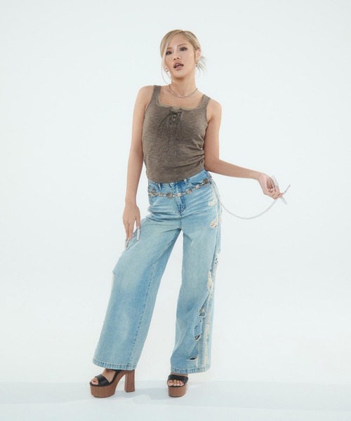 セール】サイドクラッシュルーズデニムパンツ（デニムパンツ）｜d.i.a.