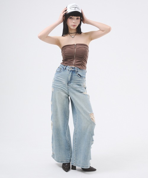 d.i.a ダメージパンツ d.i.a. ダメージデニムスキニーパンツ ラメラメ size25