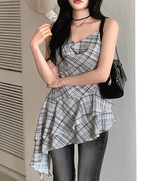 SpRay（スプレイ）の「チェックヘムキャミチュニック（チュニック・レディース・ベージュ/グレー・FREE）」の12枚目の写真