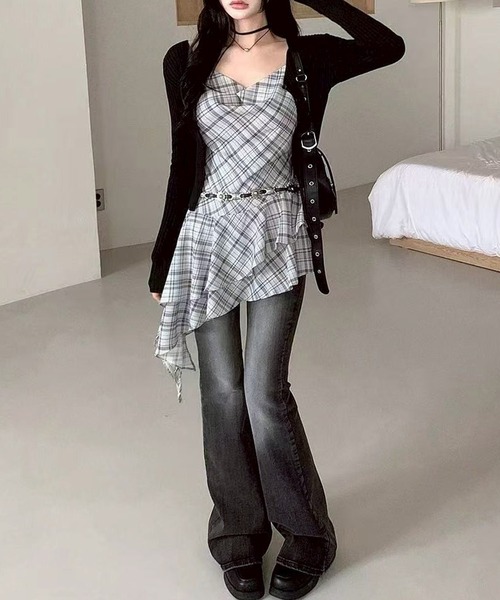 SpRay（スプレイ）の「チェックヘムキャミチュニック（チュニック・レディース・ベージュ/グレー・FREE）」の8枚目の写真