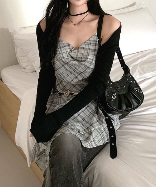 SpRay（スプレイ）の「チェックヘムキャミチュニック（チュニック・レディース・ベージュ/グレー・FREE）」の6枚目の写真