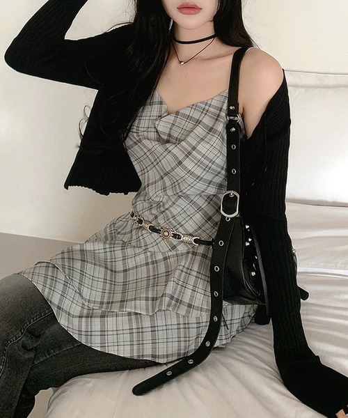 SpRay（スプレイ）の「チェックヘムキャミチュニック（チュニック・レディース・ベージュ/グレー・FREE）」の5枚目の写真