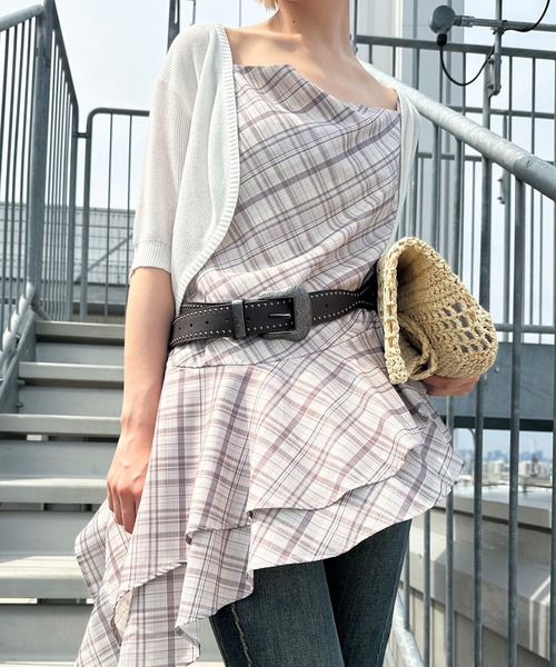 SpRay（スプレイ）の「チェックヘムキャミチュニック（チュニック・レディース・ベージュ/グレー・FREE）」の19枚目の写真